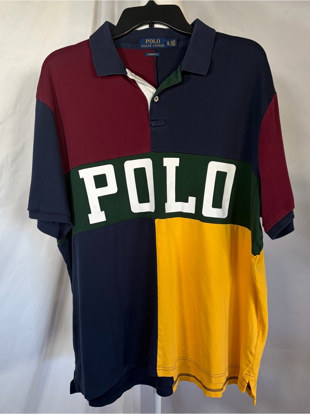 Polo Ralph Lauren Men’s Colorblock Polo Shirt Burgundy, Navy, Green, Yellow XL